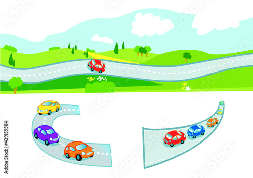 voiture dans paysage de campagne