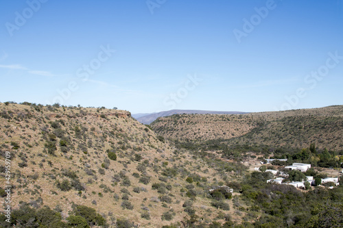 View of distant farmhouse in the Karoo South Africa