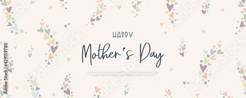 Cute Mother's Day banner design, lovely hand drawn hearts and hand lettering - vector design