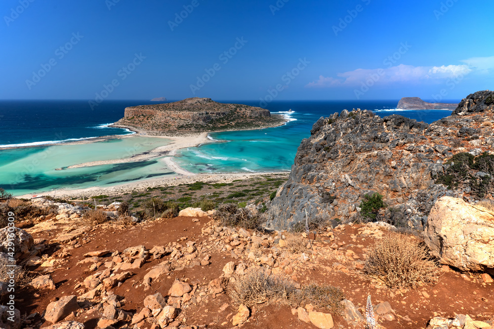 Krajobraz morski. Laguna Balos, grecka wyspa, Kreta 