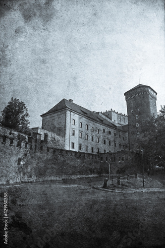Wawel castle in Krakow - vintage styled picture