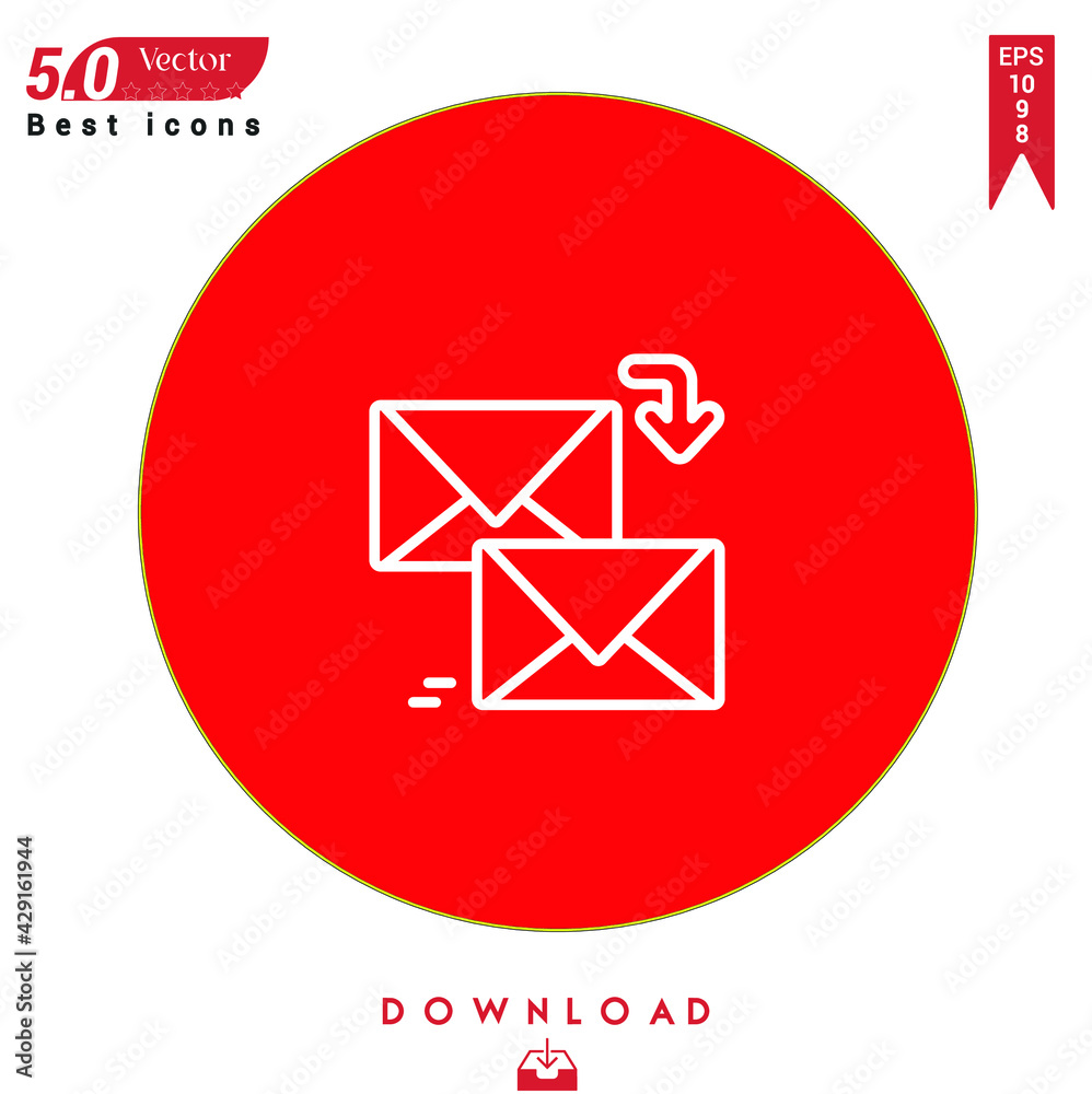 Outline reply icon. reply icon vector isolated on Red background. Graphic design, nuclear element icons, mobile application, logo, user interface. EPS 10 format vector Outline reply icon. reply icon vector isolated on Red background. Graphic design, nuclear element icons, mobile application, logo, user interface. EPS 10 format vector
