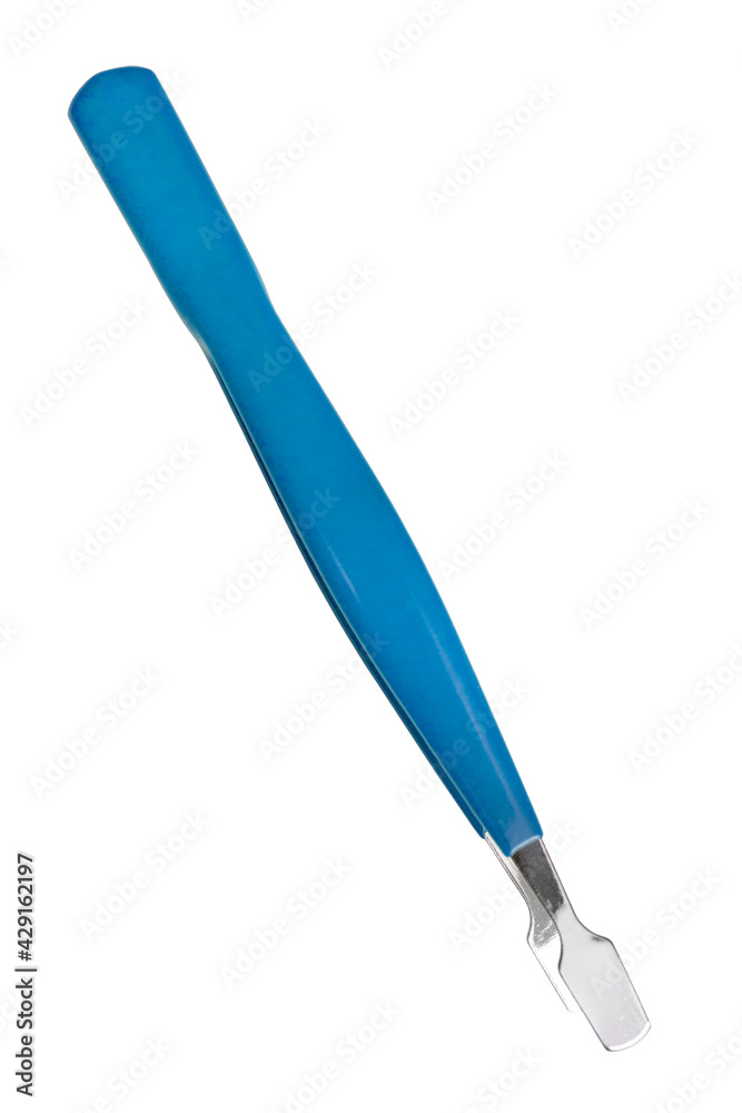 Blue tweezers isolated