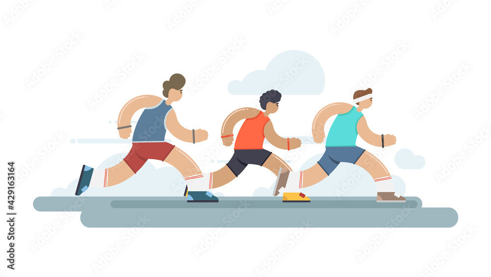 Vector illustration: Flat Marathon race group. Running competition. Vector illustration: Flat Marathon race group. Running competition.