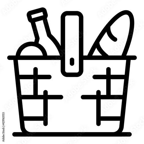 Healthy picnic basket icon. Outline Healthy picnic basket vector icon for web design isolated on white background