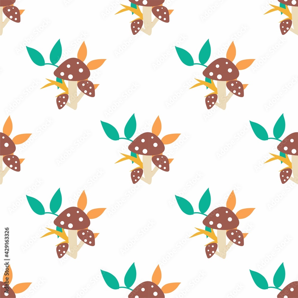 Obraz premium Mushroom Background. Mushroom Seamless Pattern 