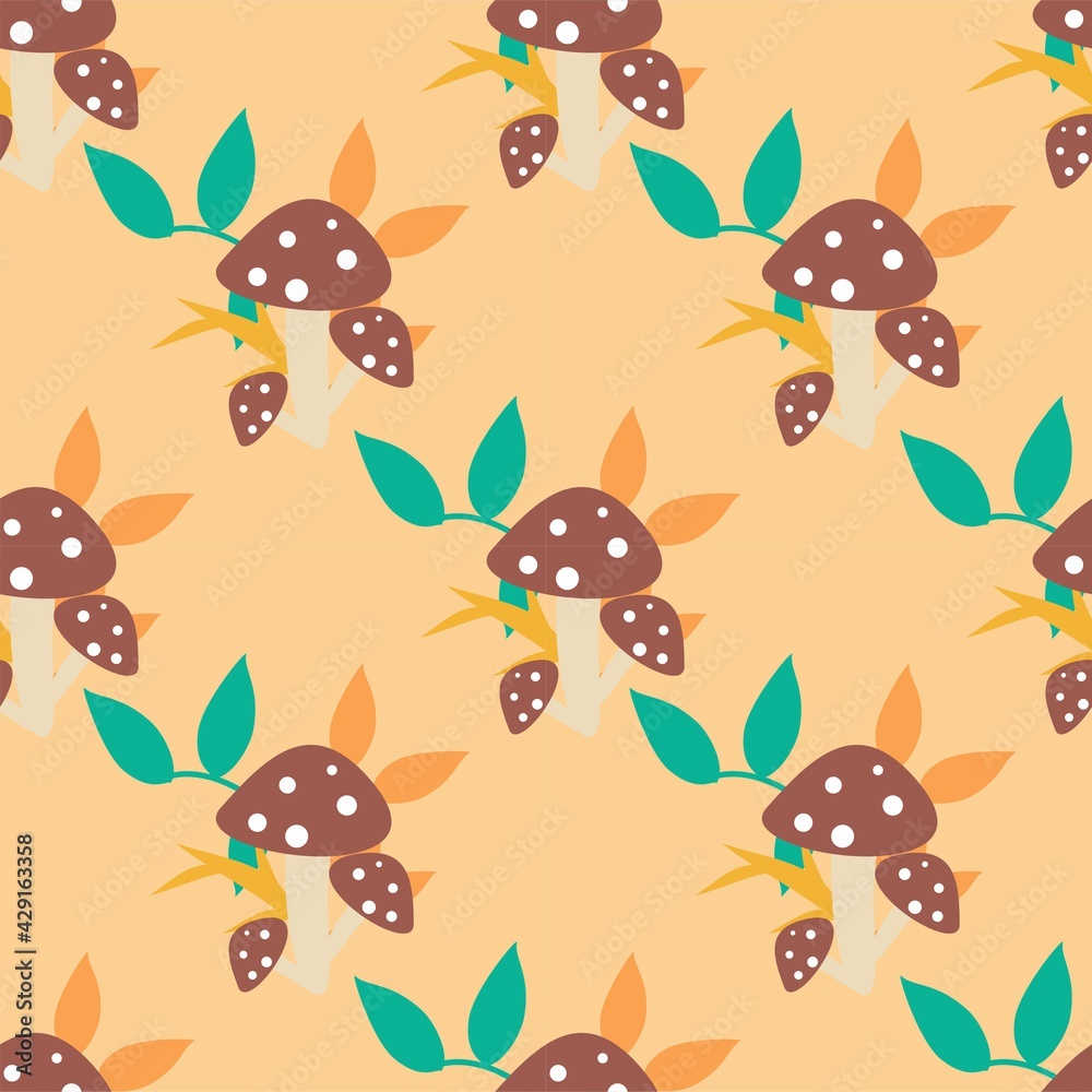 Obraz premium Mushroom Background. Mushroom Seamless Pattern 