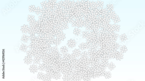 Christmas  Vector Background with Falling Snowflakes. Isolated on Red Background. Realistic Snow Sparkle Pattern. Snowfall Overlay Print. Winter Sky. Papercut Snowflakes.