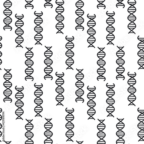abstract dna shapes black and white seamless pattern, endless repeatable texture