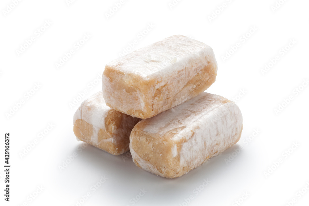 Peanut crisp candy isolated on white background Peanut crisp candy isolated on white background