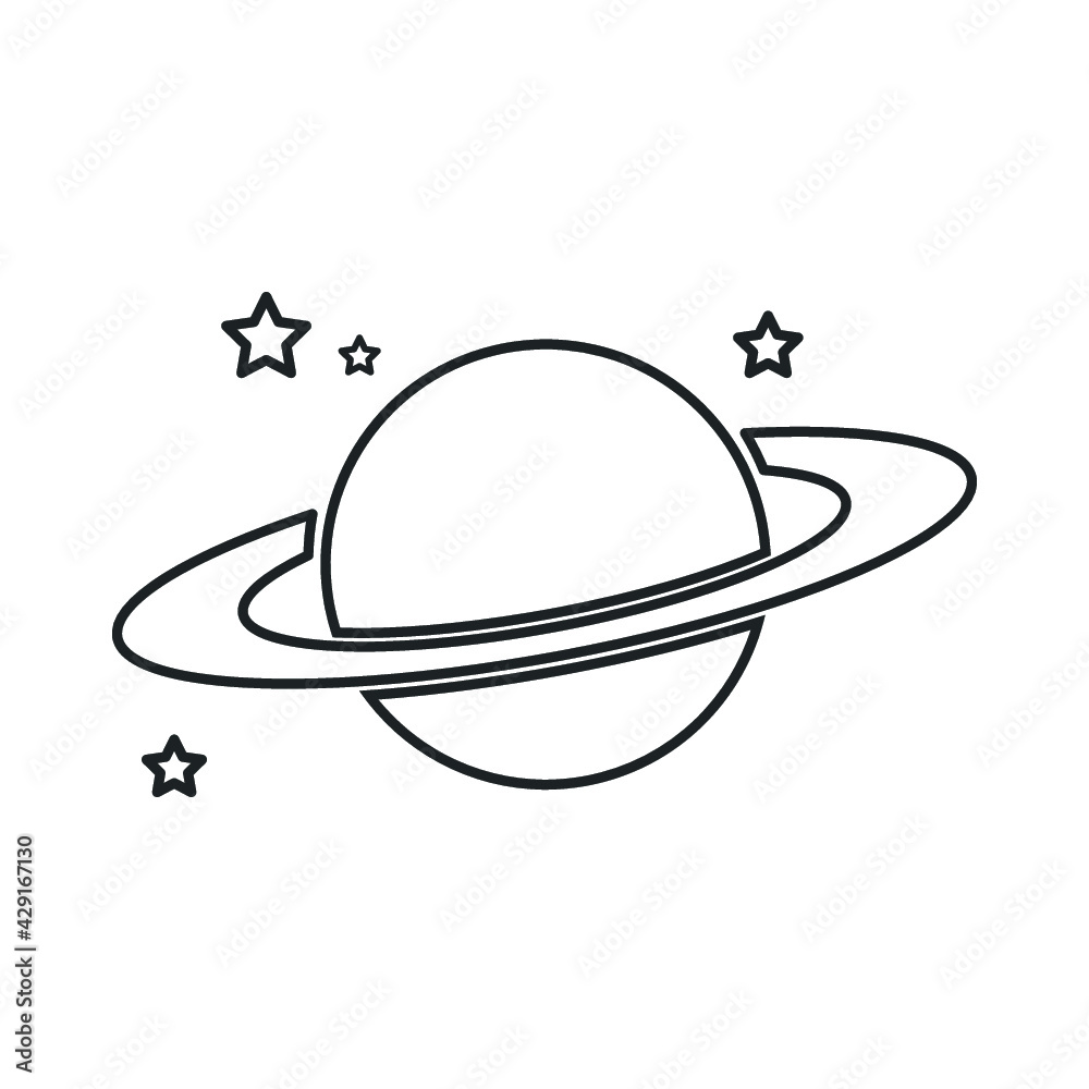 Planet Saturn Simple Line Icon