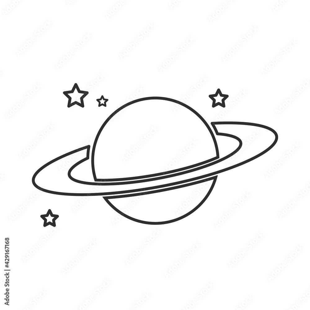 Fototapeta premium Planet Saturn Simple Line Icon