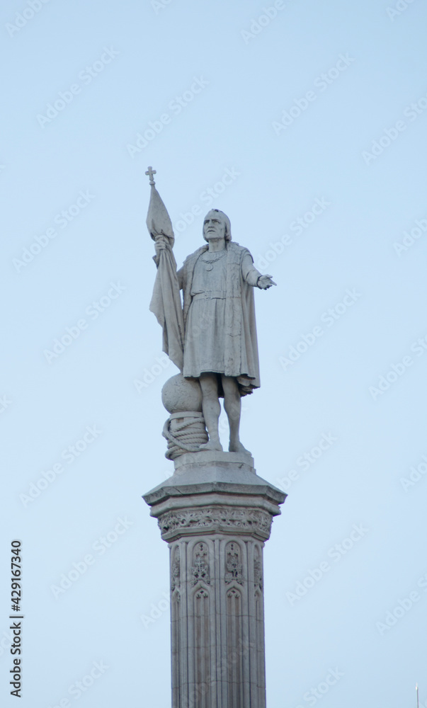 Estatua de Cristobal Colón, Madrid. 12 Octubre día de la hispanidad. España