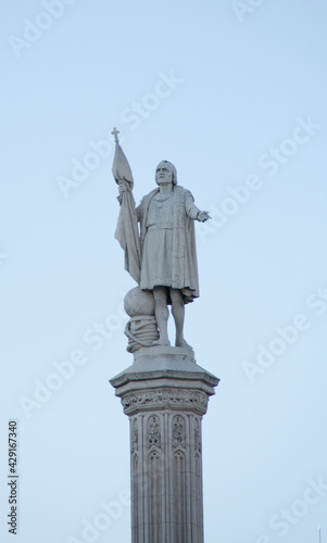 Estatua de Cristobal Colón, Madrid. 12 Octubre día de la hispanidad. España