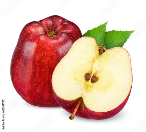 Red apple isolated on white clipping path