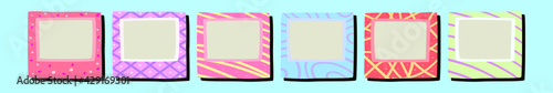 set of funky frames cartoon icon design template with various models. vector illustration isolated on blue background