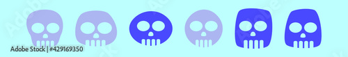 set of skull symbol cartoon icon design template with various models. vector illustration isolated on blue background