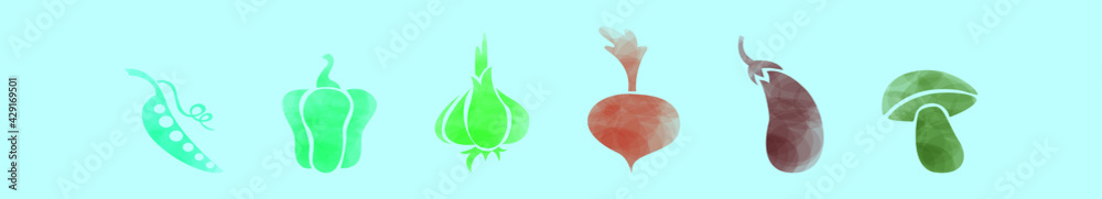 set of fresh vegetable cartoon icon design template with carrot. vector illustration isolated on blue background set of fresh vegetable cartoon icon design template with carrot. vector illustration isolated on blue background
