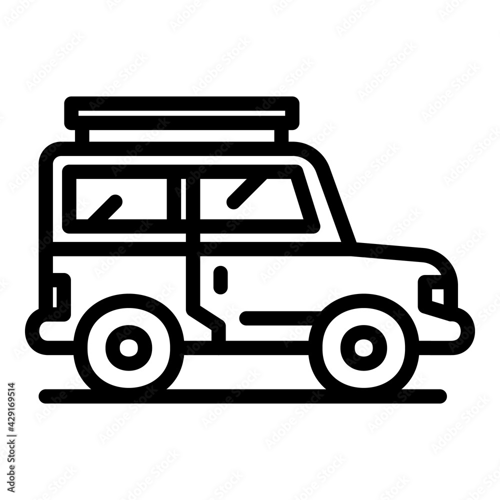 Camping jeep icon. Outline Camping jeep vector icon for web design isolated on white background Camping jeep icon. Outline Camping jeep vector icon for web design isolated on white background