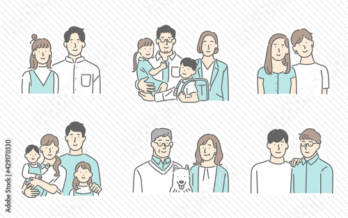 さまざまな家族の形のイメージイラスト素材