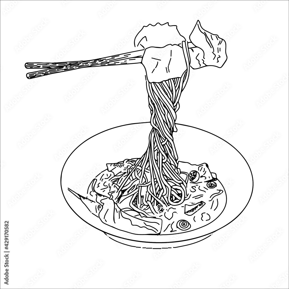 Chinese Food Clipart Black And White