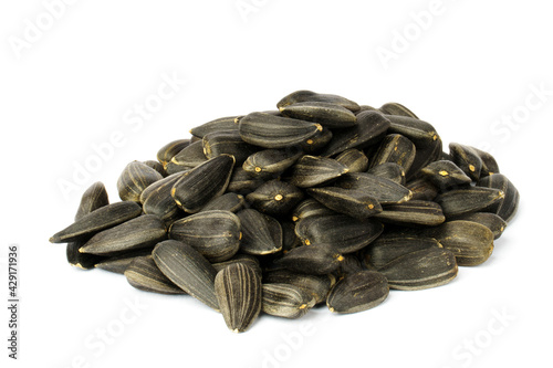 sunflower seeds isolated on white, full depth of field