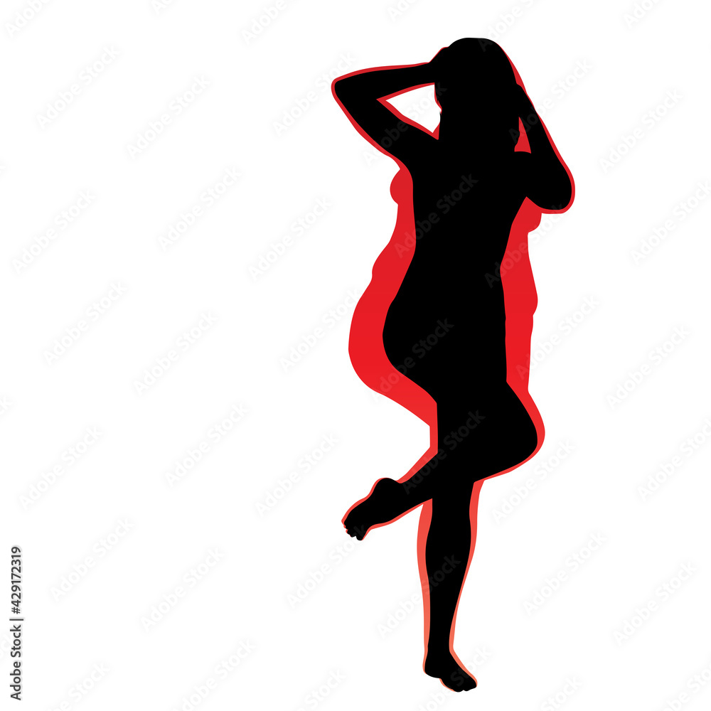 Fototapeta premium Vector conceptual fat overweight obese female vs slim fit healthy body after weight loss or diet with muscles thin young woman isolated. Fitness, nutrition or fatness obesity, health silhouette shape
