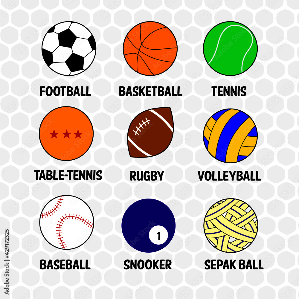 vector set of sport balls icons with golf background illustration