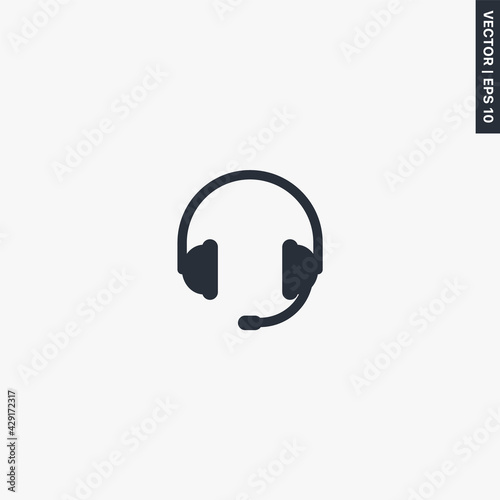 Headphones, operator, premium quality flat icon