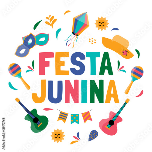 Festa Jununa Background Card. Vector Illustration