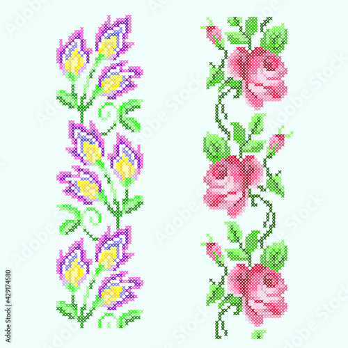 cross stitch floral seamless ornament