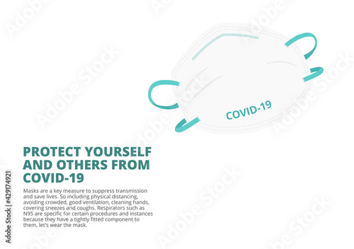 surgical or medical face mask to protect corona virus, covid-19 vector isolated on white background illustration ep30