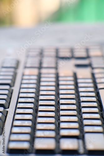 close up of a keyboard on table