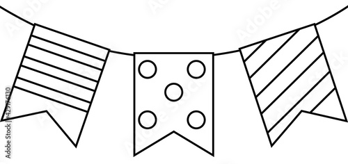 holiday flags on the rope on white. Vector Illustration. EPS10