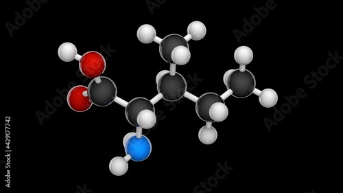 Wallpaper Mural Isoleucine (symbol Ile or I) is an amino acid that is used in the biosynthesis of proteins. Formula: C6H13NO2. 3D render. Seamless loop. Model: Ball and Stick. RGB + Alpha (Transparent) channel. Torontodigital.ca