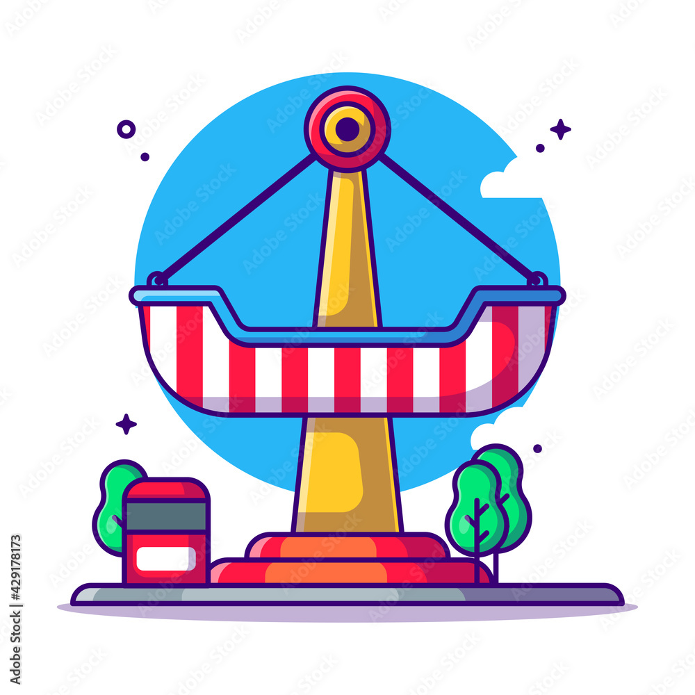 Amusement Park Pirate Ship Ride Vector Cartoon Illustration. Amusement Park  Icon Concept White Isolated. Flat Cartoon Style Suitable for Web Landing  Page, Banner, Sticker, and Background Stock Vector | Adobe Stock