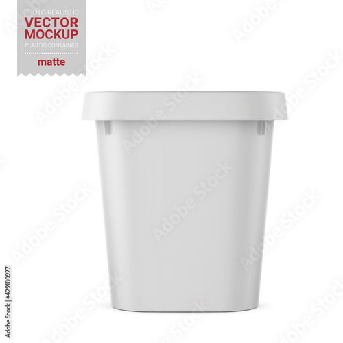 White matte plastic container mockup. Vector illustration.