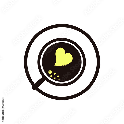Cup with coffee, cappuccino icon in flat design style