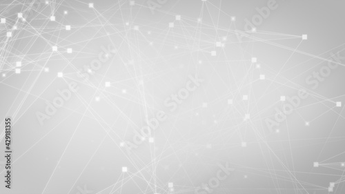 Abstract white gray polygon tech network with connect technology background. Abstract dots and lines texture background. 3d rendering.