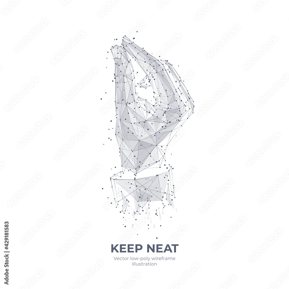 Vetor de Digital 3d hand holding something tiny. Keep neat, hand ...