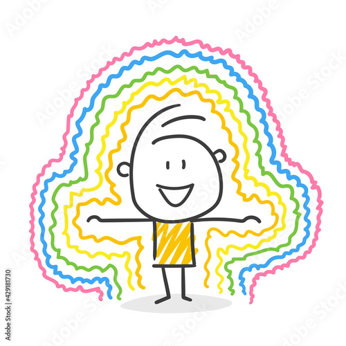 Strichfiguren / Strichmännchen: Regenbogen, bunt, Energie, Charisma. (Nr. 632)