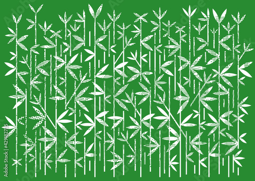 Fototapeta Naklejka Na Ścianę i Meble -  

Bamboo green background with dotted raster.
Stylized Decorative Illustration of white bamboo motive on green background. Vector available.