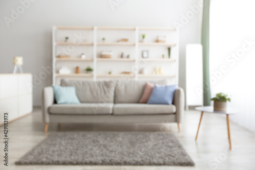 Domestic contemporary minimal interior, design blog, ad and real estate sales © Prostock-studio