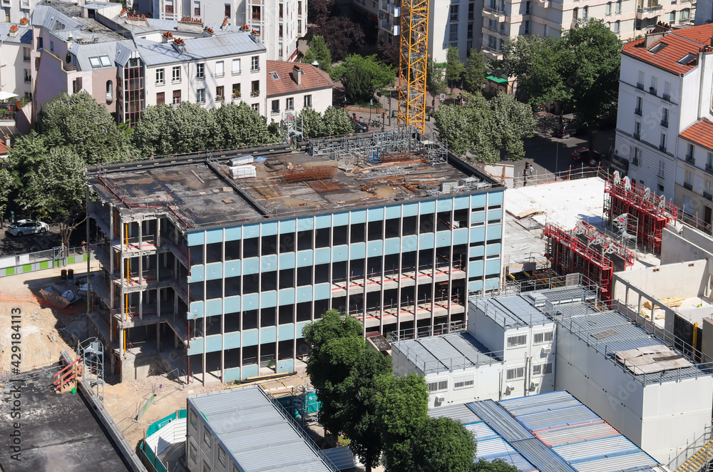 Fototapeta premium Chantier de construction vue du ciel à Paris