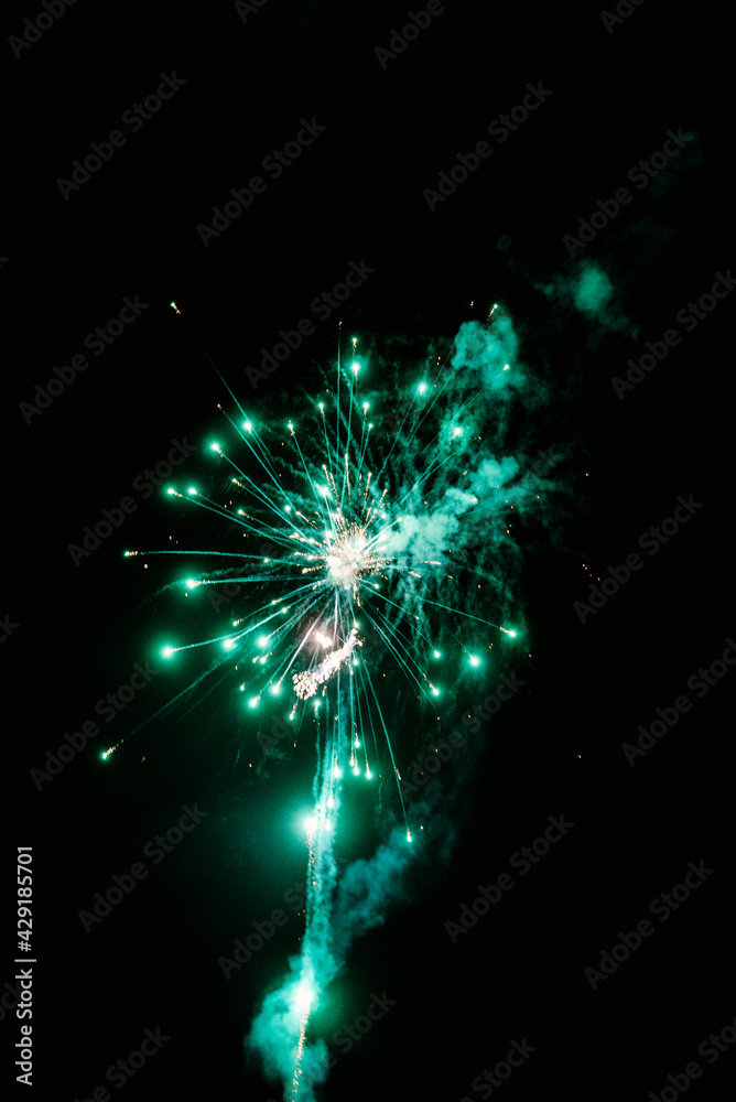 colored night explosions in black sky. beautiful multi colored fireworks in night sky. New years eve fireworks celebration. shining fireworks with bokeh lights in night sky. glowing fireworks show. colored night explosions in black sky. beautiful multi colored fireworks in night sky. New years eve fireworks celebration. shining fireworks with bokeh lights in night sky. glowing fireworks show.