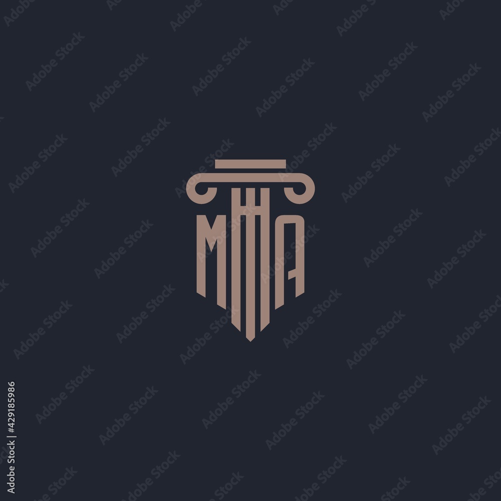 MA initial logo monogram with pillar style design for law firm and justice company - obrazy, fototapety, plakaty 