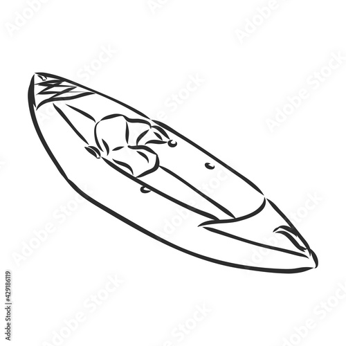 kayak vector sketch on a white background