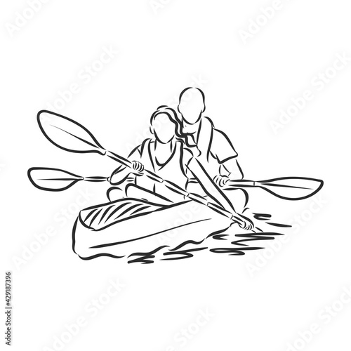 kayak vector sketch on a white background