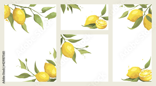 Foto Summer card with lemon branch