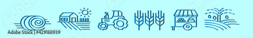 set of farming element cartoon icon design template with various models. vector illustration isolated on blue background